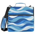 thumbnail image 2 of Zipper Binder 3 Rings Stationery Office Files Daily Organizer File Folder Storage Bag Blue and White Wavy Lines, 2 of 8