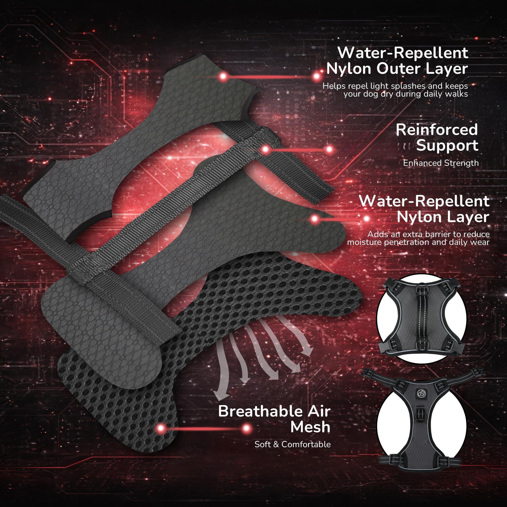 No Pull Dog Vest Harness With Handle  Adjustable Waterproof 4 Buckles Reflective Front & Clip For Small Medium Large Dogs (black Medium)
