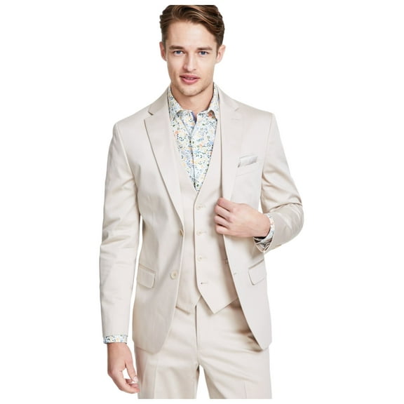 Bar Iii Mens Slim fit Sport Coat Blazer 36 R Beige Solid Stretch