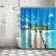 thumbnail image 2 of Shower Curtain Tropical Island Wooden Bridge Sea Scenery Theme Cloth Fabric Bathroom Decor Sets With, 2 of 4