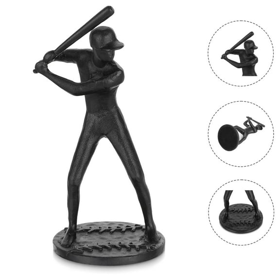 Sziqiqi Cast Iron Baseball Batter Figurine: Unique Sports Gift for Men Dad Boy Valentine's Day Birthday Christmas Present for Baseball Fans