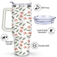 thumbnail image 3 of Leaf Bow Tie 40 Oz Tumbler with Handle Lid and Straw Stainless Steel Double Walled Vacuum Insulated Cup Merry Christmas Gifts Tumbler for Women Men Friends Outdoor Indoor, 3 of 6