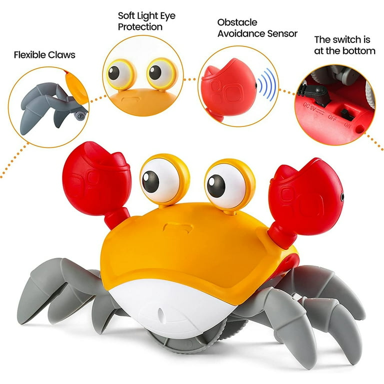 Crawling Crab Interactive Dog Toys with Obstacle Avoidance Sensor