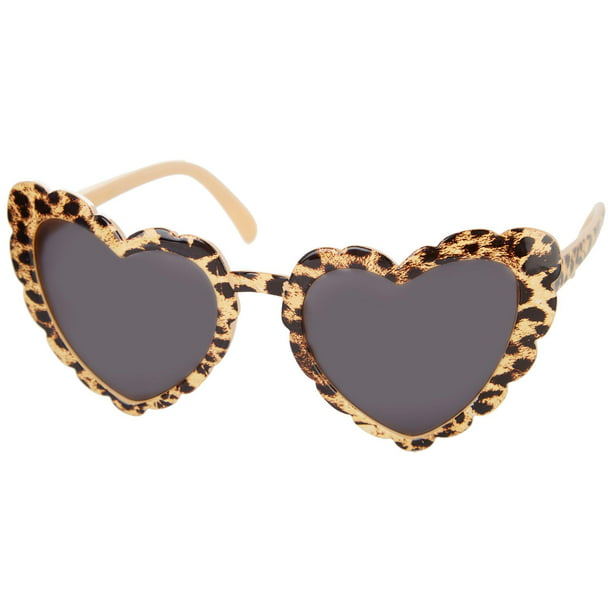 Betsey Johnson Womens Leopard Heart-Shaped Sunglasses One Size Brown multi