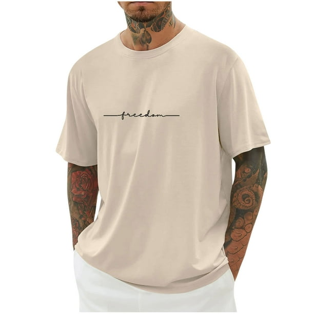 Camisas de Manga Larga para Hombres Imprimir Casual Cuello Redondo Blusa de Manga Corta, Camisas de Lino para Hombres
