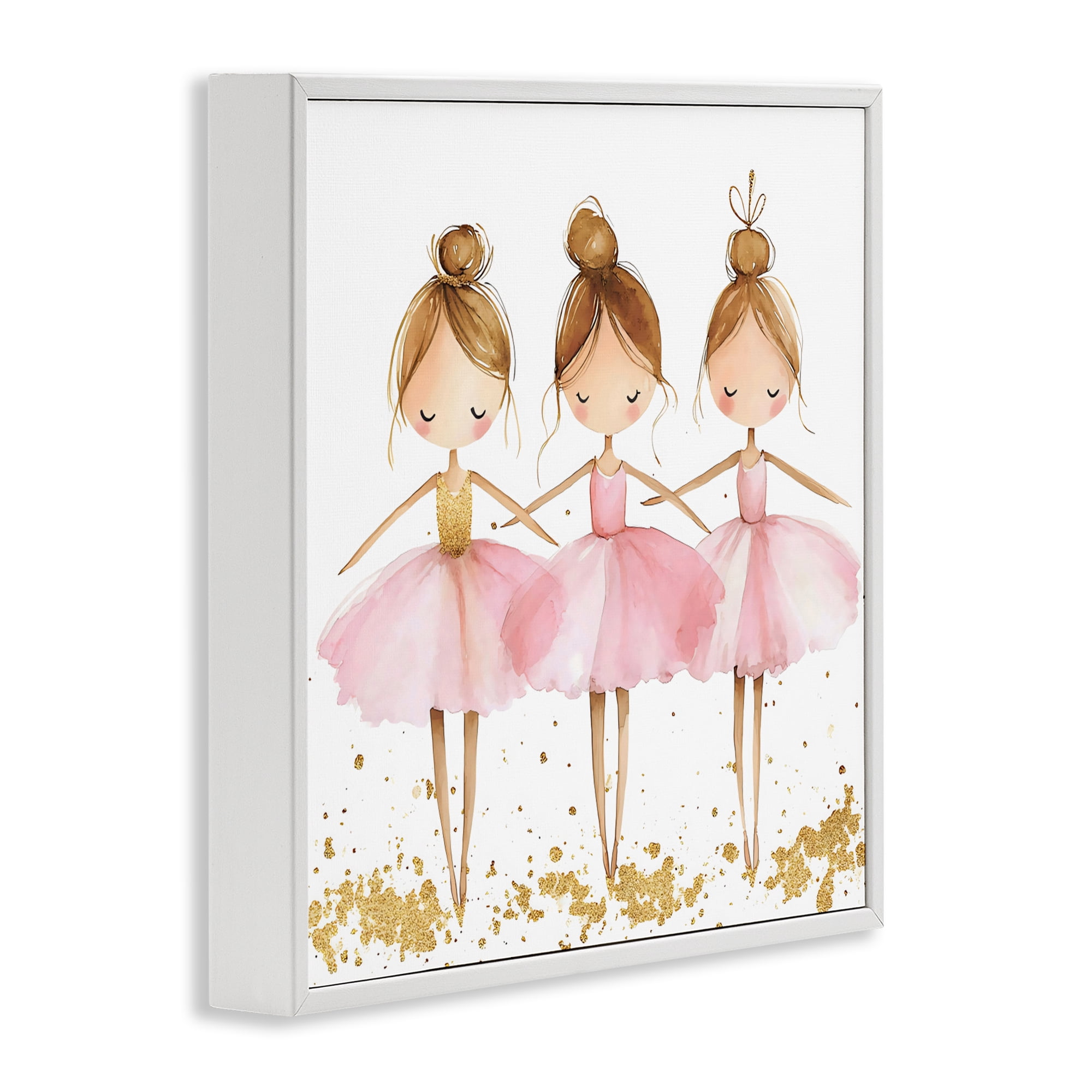 Stupell Industries Ballerina Trio in Pink Tutus White Framed Giclee Art, design by Creative Studio