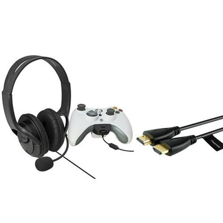 Insten Black Game Live Headset Headphone with Mic + 6ft high speed Gold Plate HDMI Cable ver 1.4 support 4K 2160p 30Hz 1080p For Xbox