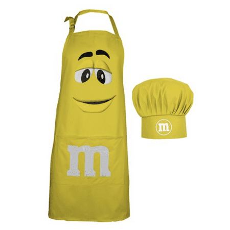 

M&M s World Yellow Character Apron and Chef Hat Set for Adult New with Tag