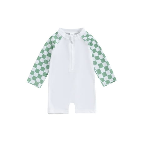 

Niceyoeuk Little Boy Bathing Suit Long Sleeve Zipper Rash Guard Swimsuit