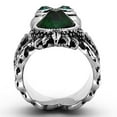 thumbnail image 2 of TK1312 - High polished (no plating) Stainless Steel Ring with Synthetic Synthetic Glass in Emerald Size 5, 2 of 3
