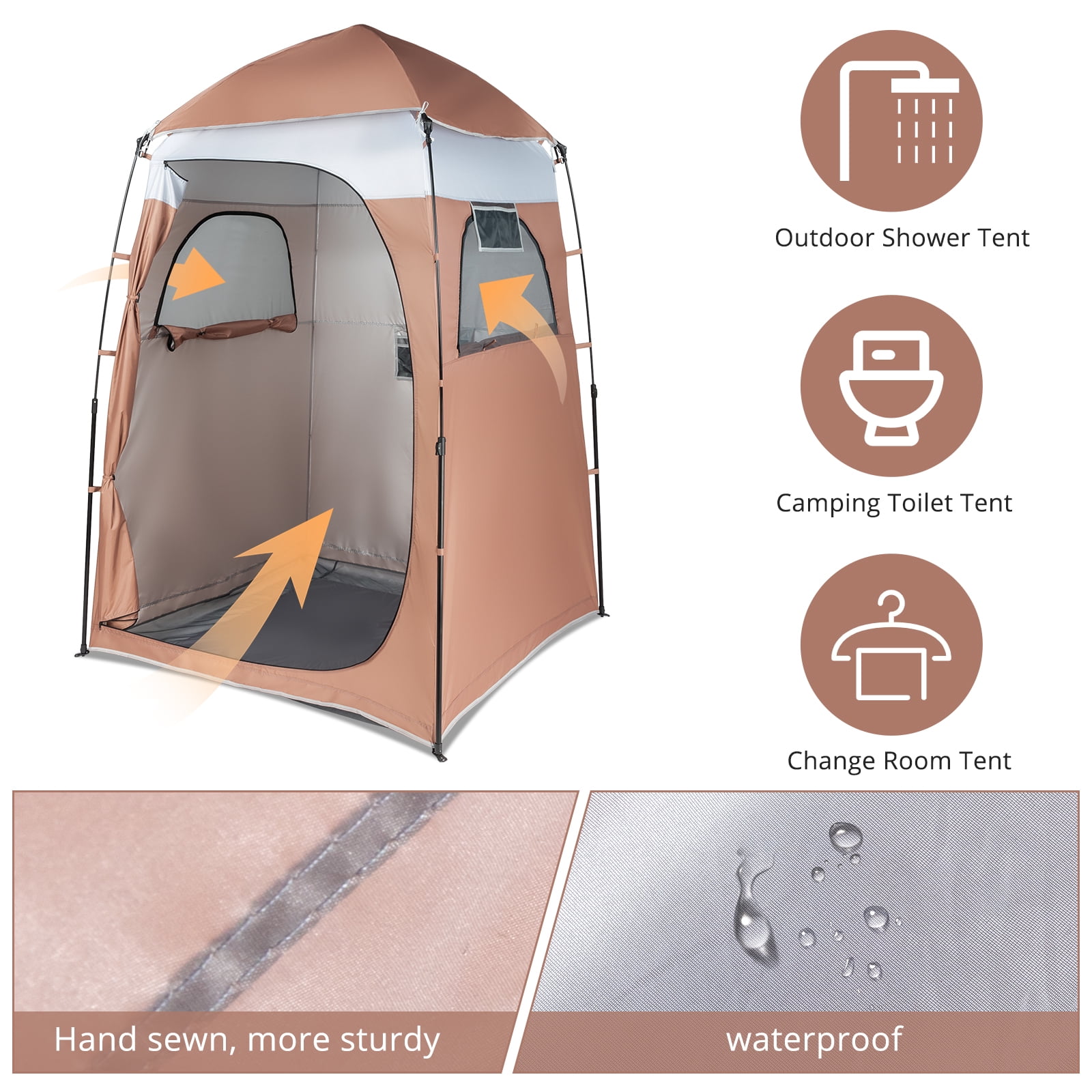 UBesGoo 6.8FT Shower Tent, Large Instant Pop Up Shelter with Mesh Floor & Carrying Bag, Privacy Changing Room Tent for Portable Toilet