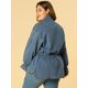 thumbnail image 5 of Camisa Vaquera Agnes Orinda de Cambray con Cinturón Manga Larga Top Talla Grande para Mujer Azul 3X, 5 of 6