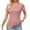 Pink, variant on Tnhcen Women's New Solid Crew Neck Decorative Button Wrinkle Short Sleeve Top - S-2XL Plus Size Friendly | Polyester Spandex Blend Summer Casual Essentials
