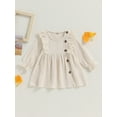 thumbnail image 2 of Canis Baby Girl Dress in A-line Style with Long Sleeves, Crew Neck, and Button Fastening, 2 of 8