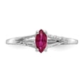 thumbnail image 4 of 10K White Gold Ring Band with Stones (07) July Ruby Marquise Red, 4 of 5