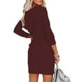 thumbnail image 3 of Gvmfive Women's Sexy Zipper V Neck Long Sleeve Drawstring Mini Dress, 3 of 4