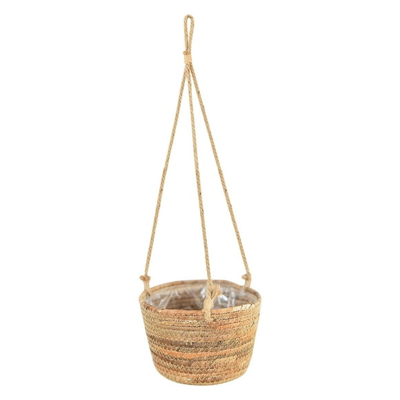 TopLLC Wind Rattan Basket Hanging Basket Storage Green Dill Plant Gardening Grass Basket weave basket
