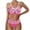Hot Pink, variant on Women's Bikini Set with Striped Pattern and High-Waisted Shorts - Featuring a Sweet Bow Accent and Crisp Edging Swimming Suits 2XL