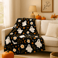 thumbnail image 7 of The Big One Plush Halloween Throw Blanket, Peaceful Ghosts Design, Black Cozy 60" x 72", 7 of 7