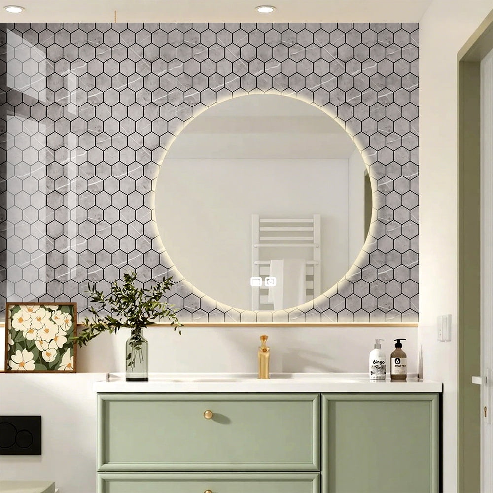 20 Pcs Hexagon Non-Slip Floor Sticker for Home Decor, 12" x 12" Peel and Stick Self-Adhesive Wall Sticker for Living Room Kitchen Bathroom