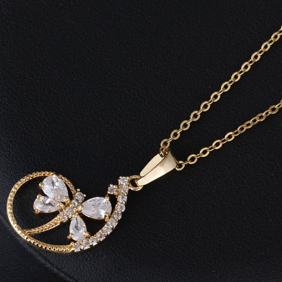 CRILSTYLEO Hollow Out Flying Dragonfly Pendant Necklace in Alloy for Feminine Charm