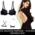 thumbnail image 4 of 1919 Ropa interior invisible sin espalda para mujer, vestido fino con forma de U y escote en forma de cruz, sin costuras, sujetador push-up, 4 of 6