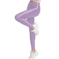 thumbnail image 3 of Raenseen Women's Metallic Wet Look Stretchy Full Length Disco Trousers Dance Pants Leggings for Yoga Light Purple M, 3 of 3