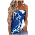 thumbnail image 1 of MIASHUI Blouse Tube Imprimée pour Femmes Vacances d'Été Décontractée Sans Bretelles, Bleu, P, 1 of 5