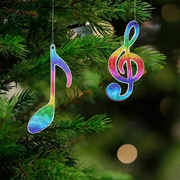 Soimiss Music Note Christmas Ornaments 9pcs Assorted Color Plastic Hanging Decor for Christmas Holiday