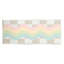 Stupell Industries Checkered Wavy Rainbow Pattern Abstract Painting Unframed Art Print Wall Art, 17 x 7