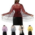 thumbnail image 5 of Meidiya 1920s Lace Beaded Shawl Wraps Floral Tassels Decor Fringed Evening Cape Scarf for Wedding, 5 of 8
