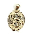 thumbnail image 4 of New 10k yellow gold dollar sign diamond cut unisex lucky pendant charm gift 2.7g, 4 of 12
