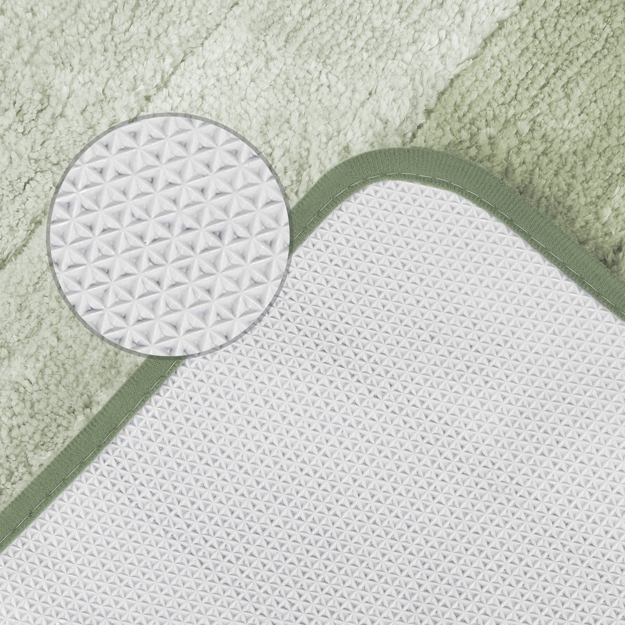 Unique Bargains Plush Gradient Striped Bath Rugs Microfiber Shaggy Mat with TPR Backing Green 16" x 24"