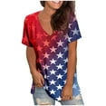 thumbnail image 2 of Qetyuw Women's Independence Day Shirts Casual Patriotic Red White and Blue Print Tshirts Cute Short Sleeve Tees Beach V Neck Blouses Tops Summer Tops for Women 2024, 2 of 5