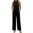 thumbnail image 2 of Aellinatey Women's Two Piece Sets With Back Tie Bow Top And Wide Leg Pants For Vacation Travel Outfits, 2 of 13