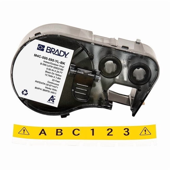 Brady Label/Ribbon Cartridge, Yellow, 1/2 in W M4C-500-595-YL-BK