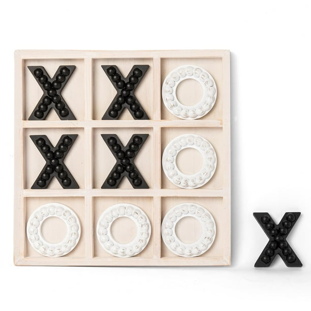 Tablero de juego Tic Tac Toe, madera genómica, 27 cm, decoración rústica