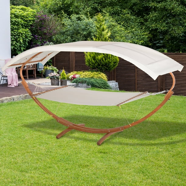 13 Wooden Arc Outdoor Hammock Stand, Wooden Hammock Stand With Canopy