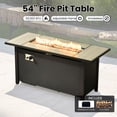 thumbnail image 4 of ODELIO 9-Piece Wicker Patio Furniture Set with Propane Fire Pit Table, Grey PE Rattan Outdoor Conversation Set with Swivel Rocking Chairs & Solar Coffee Table, Denim Blue Cushions, 4 of 10