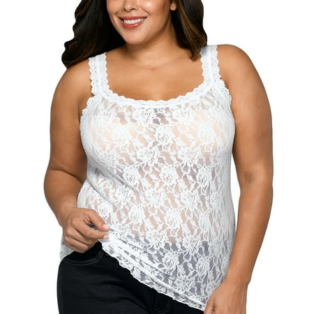 Hanky Panky Signature Lace Unlined Camisole PLUS (1390LX),1X,White