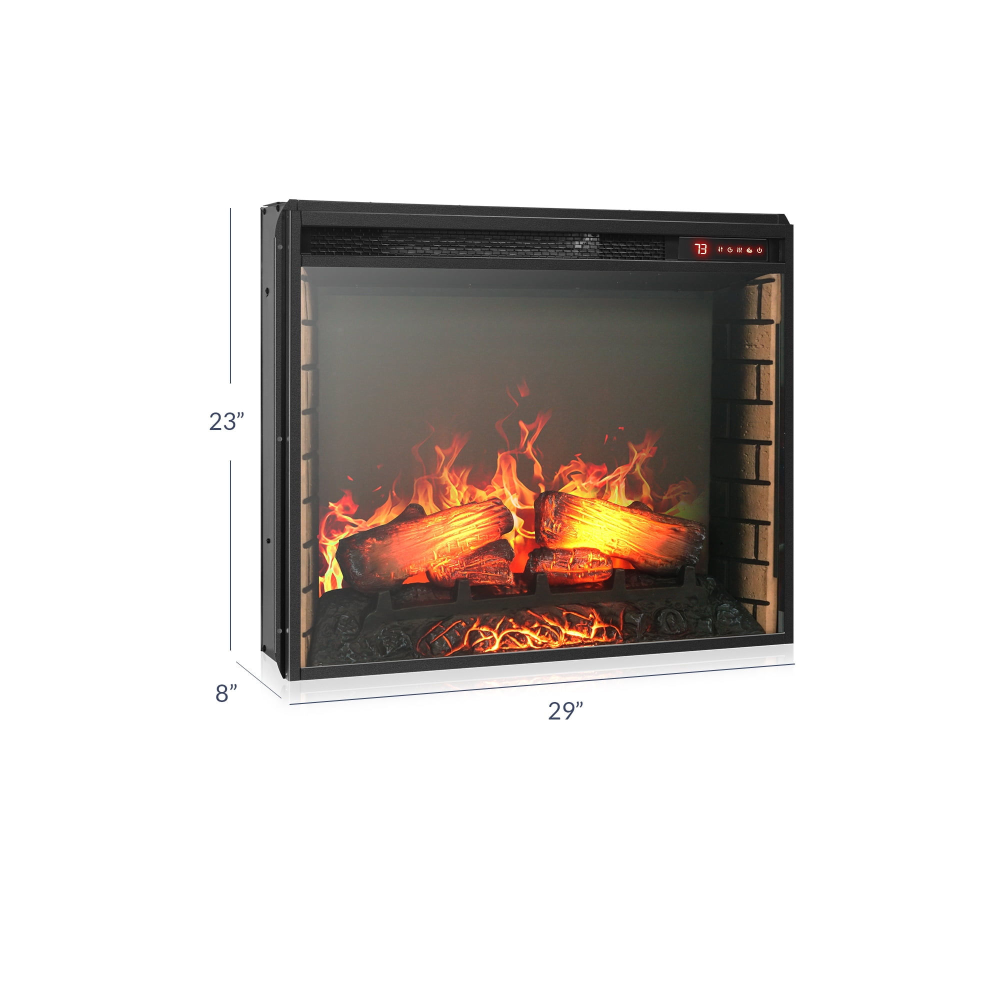 BELLEZE 28" Electric Fireplace, 1500 W 5000 BTU Space Heater with Adjustable Timer, Realistic Wood Log & Crackling Sound, Indoor Fireplace for TV Stand Mantel, Bedroom, Living Room