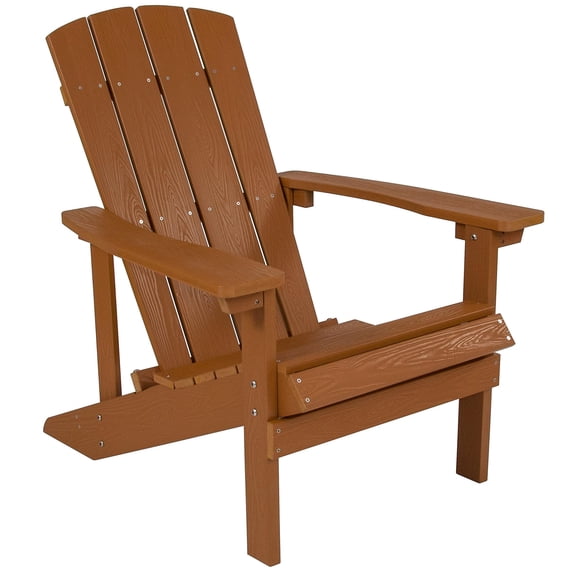 Pemberly Row Contemporary Faux Wood Adirondack Chair In Teak