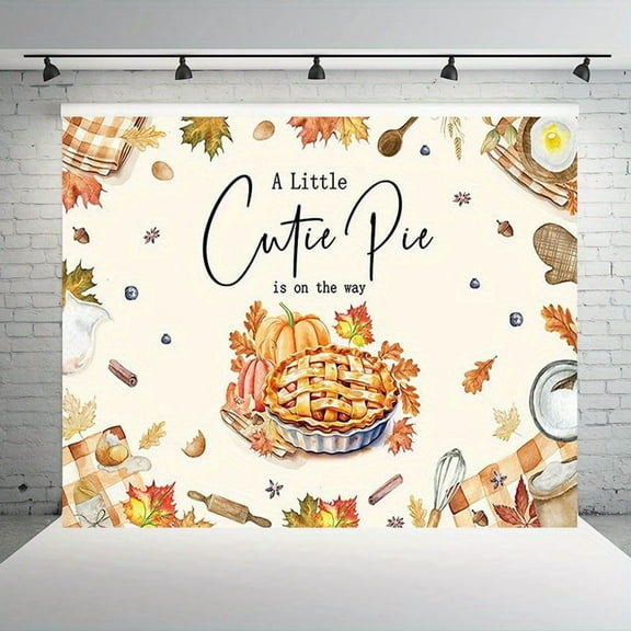 Autumn Cutie Pie Baby Shower Backdrop A Little Cutie Pie is on the Way Photography Background Fall Pumpkins Maple Leaves Baking Newborn Baby Shower Party Decorations Banner Supplies Photo Booth Props