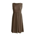 thumbnail image 3 of safuny Women's Mini Loose Knitted Pajamas Ruched Dress Sleepwear Sundress Solid Color Elegant Casual Tiered Fashion Clearance Summer Sleeveless Dress Round Neck Brown M, 3 of 4