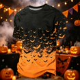thumbnail image 2 of Halloween Corduroy Shirt for Men Spooky Bat Print Short Sleeve Graphic Tees Halloween Costumes Orange 3XL, 2 of 7