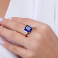 thumbnail image 3 of Angara Lab Grown Blue Sapphire Ring - Emerald-Cut Blue Sapphire and Lab Diamond Three Stone Ring in 925 Sterling Silver for Women (Ring Size = 10), 3 of 9