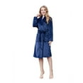 thumbnail image 2 of Aoochasliy Womens Sleepwear Plus Size Clearance Robes Thick Flannel Solid Color Lapel Home Clothes Long Sleeved Hooded Robe Coat, 2 of 6