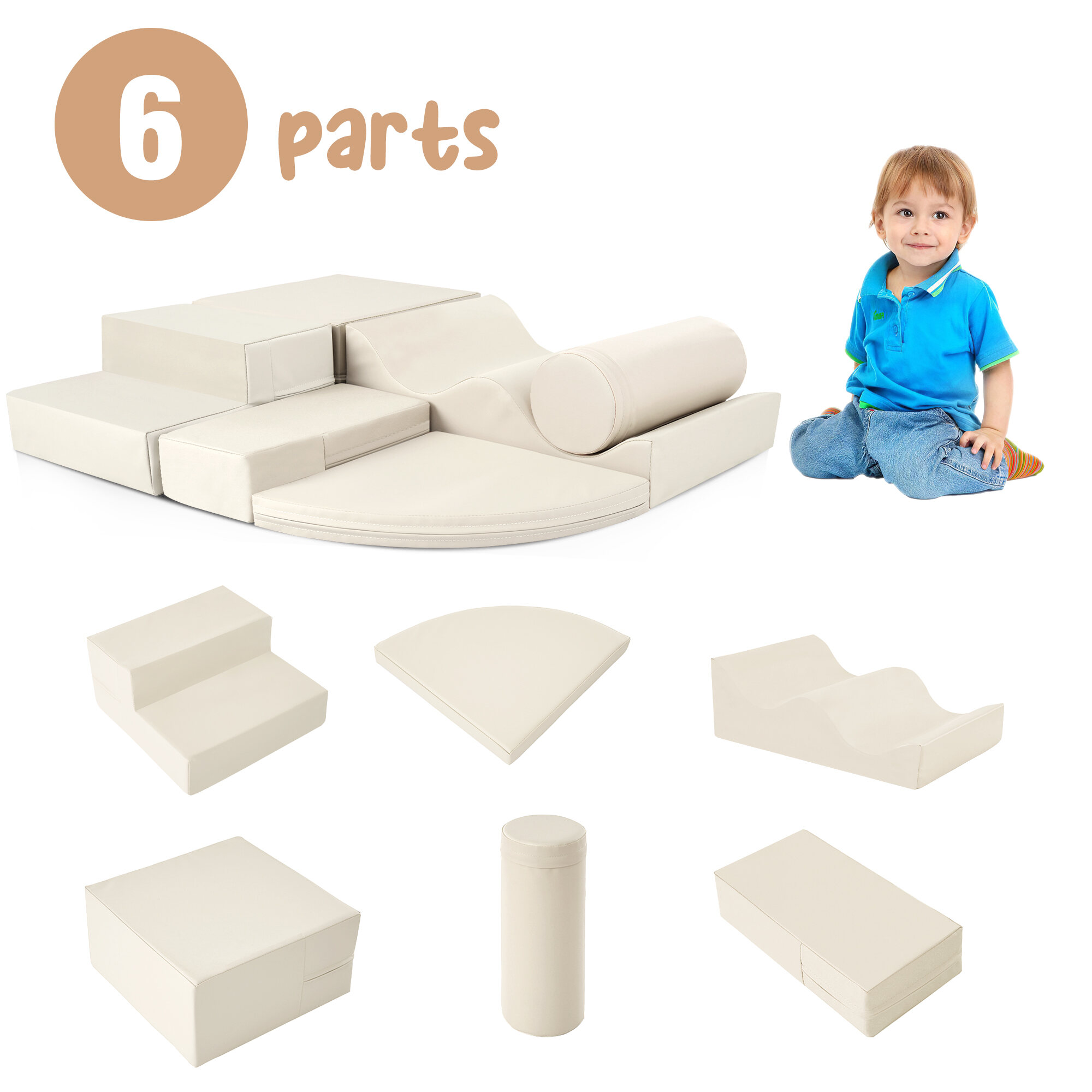 Soft Play Mat Soft Climb and Crawl Foam Playset 6 in 1, Soft Play Equipment Climb and Crawl Playground for Kids,Kids Crawling and Climbing Indoor Active Play Structure,Baby Play Mat