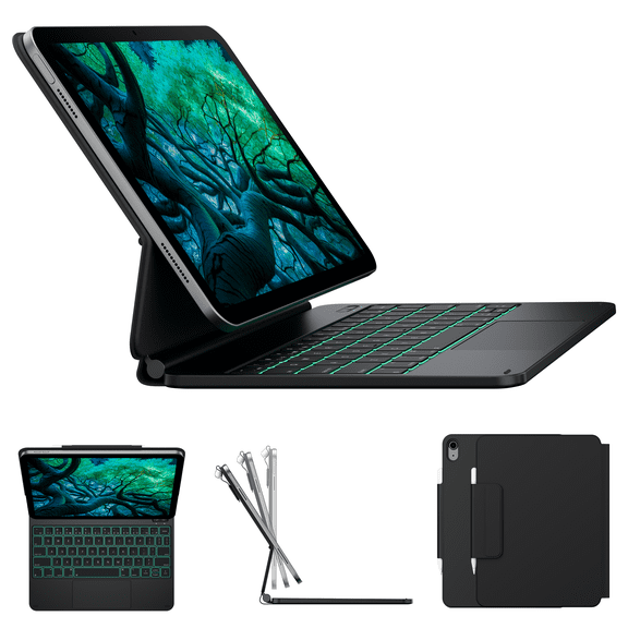 typecase Keyboard for iPad 11th Gen(A16, 2025) & iPad 10th Gen (10.9", 2022) - 11 Colors Backlit, Thin, Multi-Touch Trackpad, Magnetic, Pencil Holder - Black