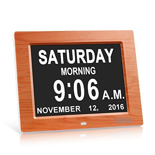 Svinz 3 Alarms Dementia Clock_ Digital Calendar Day Clock for Vision